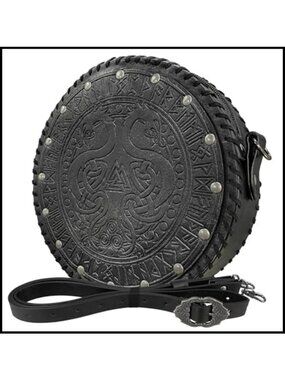 Viking Embossed Faux Leather Crossbody Belt Bag Satchel Medieval Cosplay